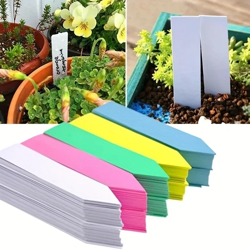 100pcs Garden Plant Labels Plant Accessories Flower Pots Plastic Plant Tags Nursery Markers Label Tray Mark DIY Tool