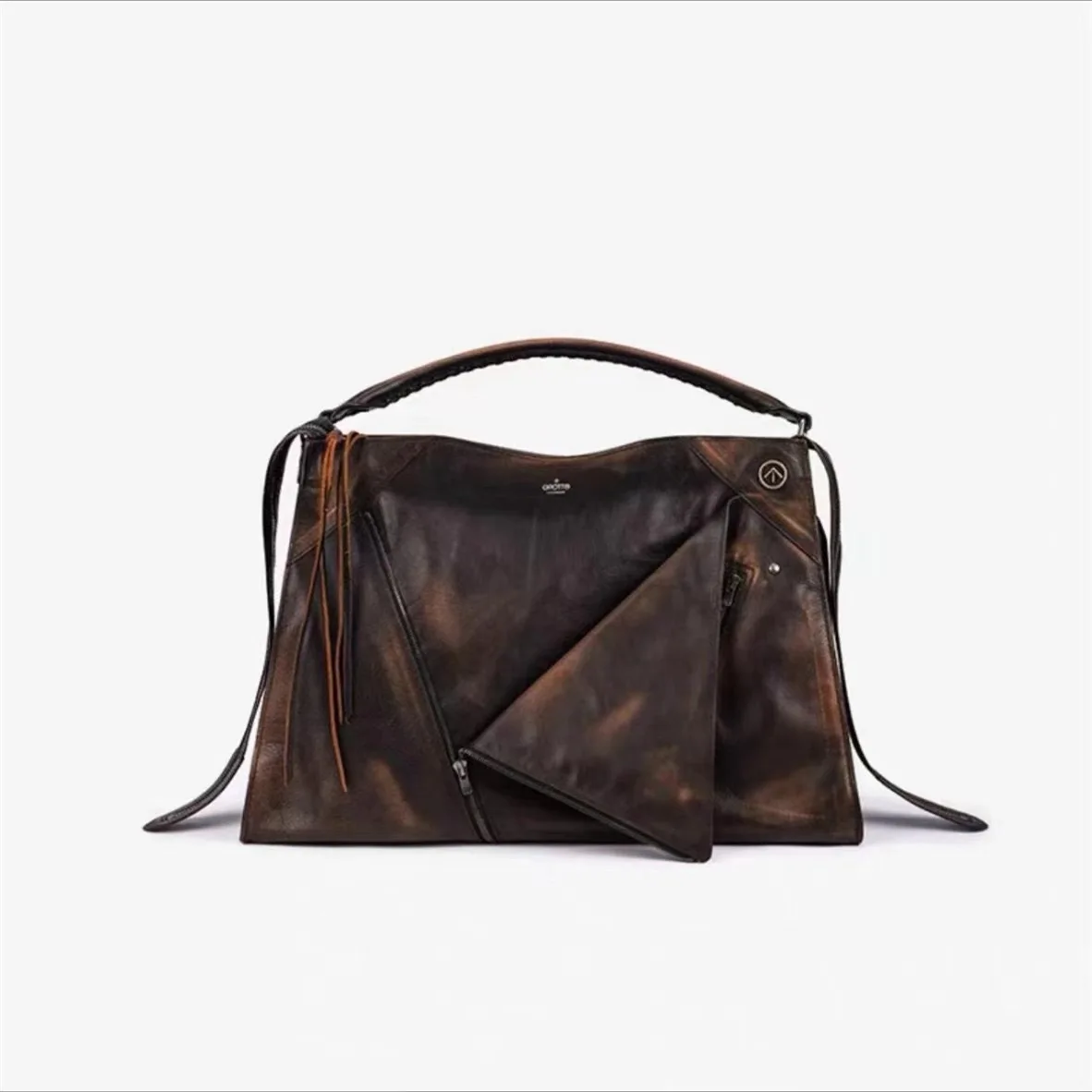 SEMALAYA Nova bolsa de lapela de couro de grande capacidade simples bolsa de ombro crossbody de mão