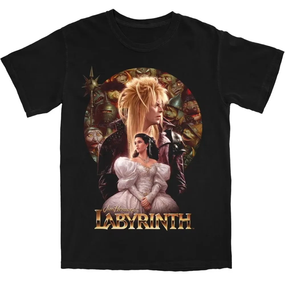 Black Round Frame Twin Fantasy Character Graphic Tee Gold Gradient Movie Header Chest Oversized Street Tops