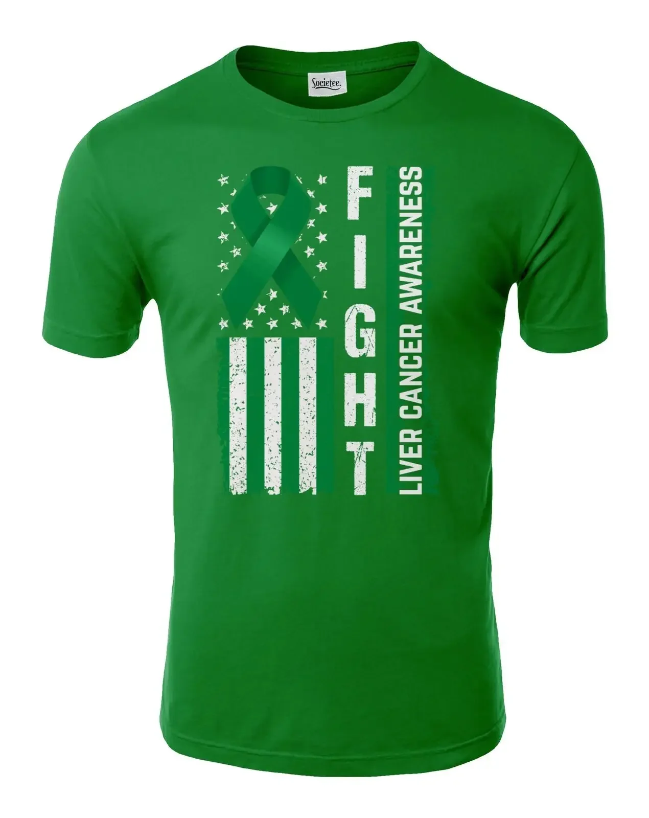 Fight Disease Liver Cancer Awareness USA Flag Ribbon Unisex Tee Tshirt