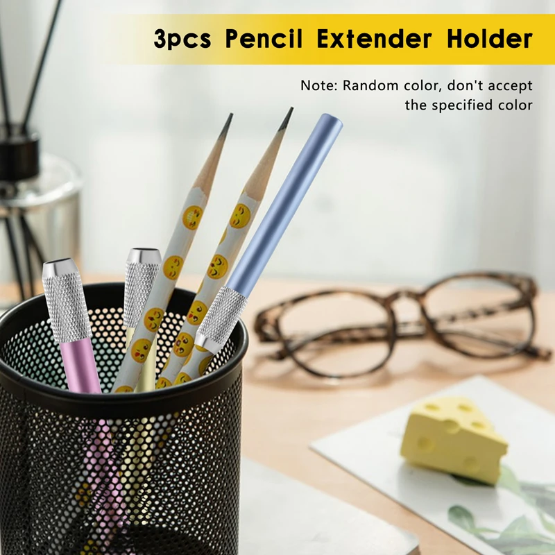 3pcs metal Pencil Lengthened Extender Holder random