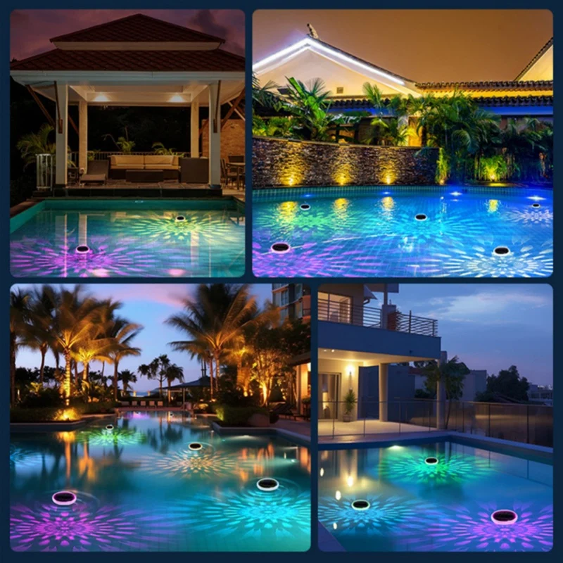 Solar Floating Pool Lights RGB Color Changing LED Solar Pool Lights for Pool Wedding Path Party Decoration-A50M