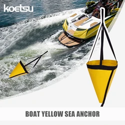 Yellow Sea Anchor Drift Sock for Fishing Boat Nylon Parachute Drift Anchor Fishing Drogue for Marine Boat/Jet Ski/Sail Boat