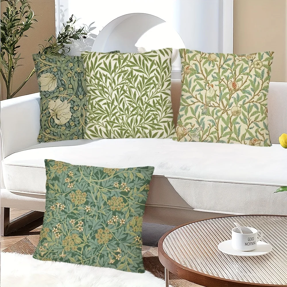 VIKAMA Retro Plant Flower Pattern Printing Pillowcase Home Room Decoration Pillow Cover Living Room Sofa Chair Cushion Cover