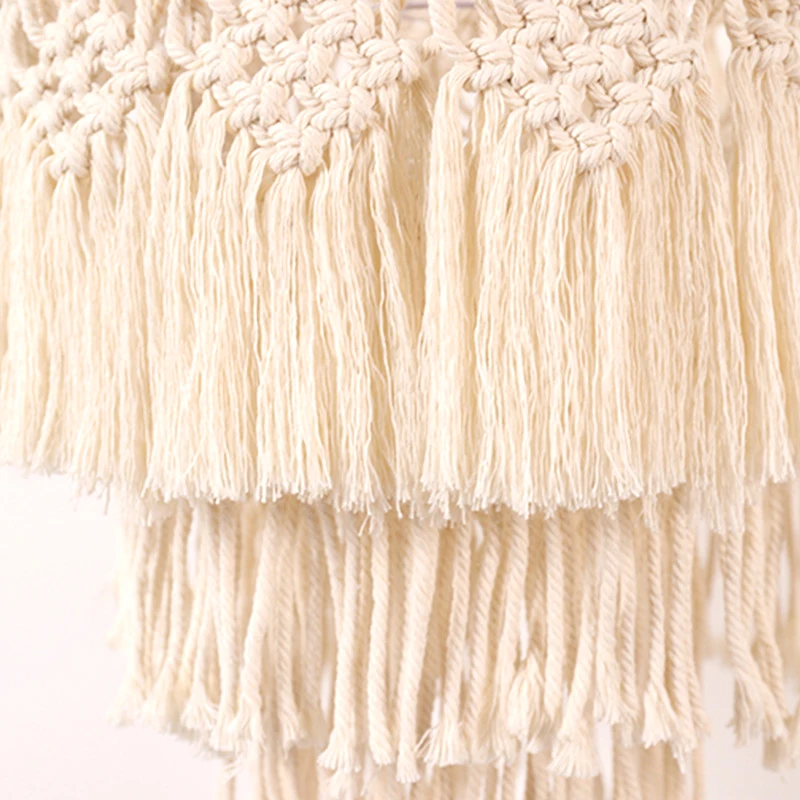 Bohemian Style Bedroom Art Hand Cotton Knitting Rope Pendant Light