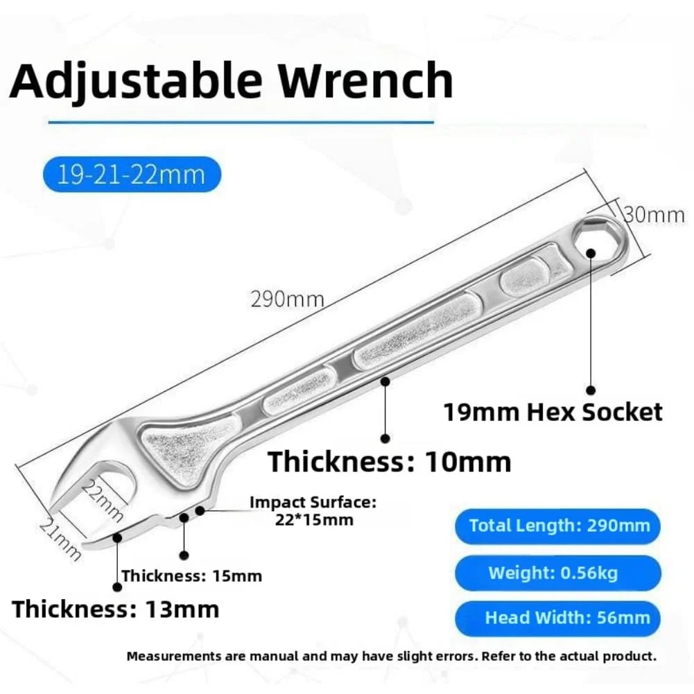 4-Piece Scaffolder's Wrench Set with Chrome Vanadium Steel Construction and Leather Cover with Belt Loop for Tool Protection