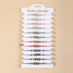 Wholesale 12pcs/set Love Heart Bracelet Set For Women Men Colorful Rope Chain Bracelet Jewelry Set Gifts
