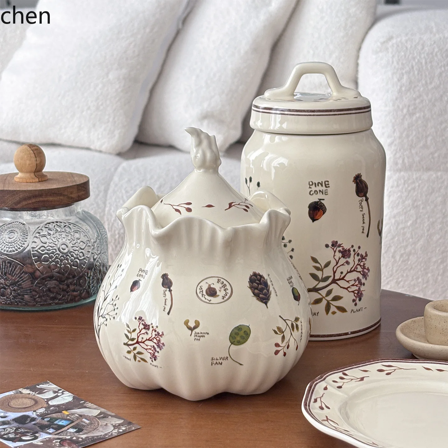 Zml storage jar with lid, ceramic jar, showroom kitchen countertop high-value living room decorative jar