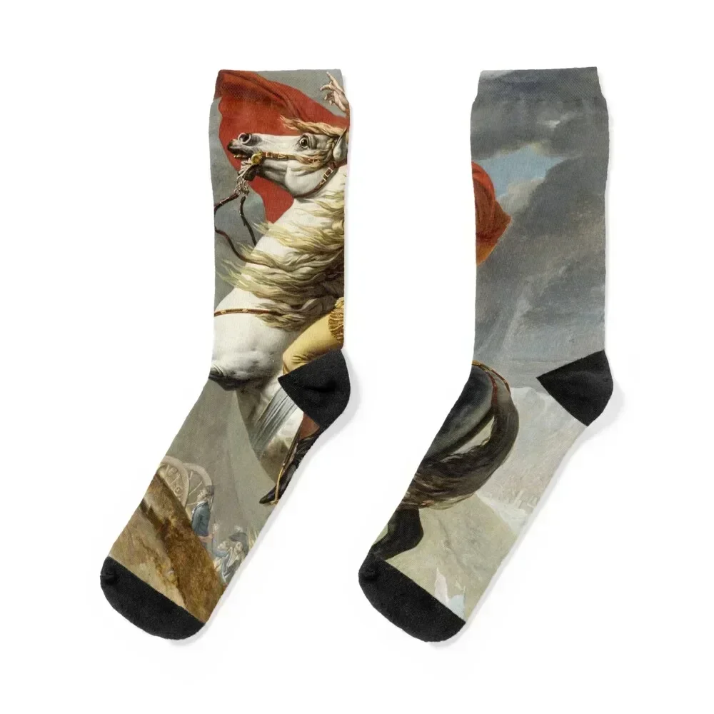 Napoleon Crossing the Alps (First Versailles version) by Jacques-Louis David Socks cartoon hiphop anime Socks Female Men's