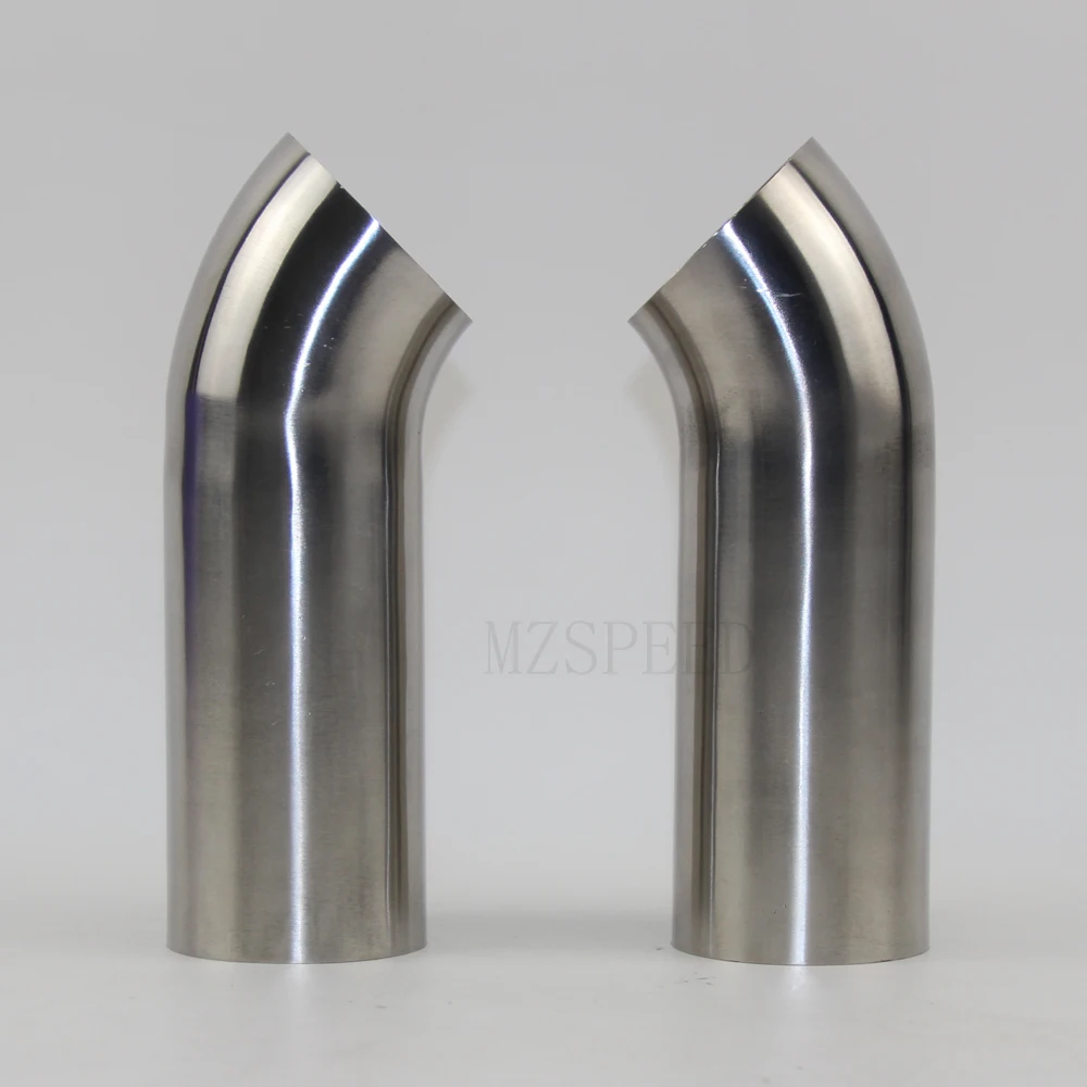 19mm-63mm long 50mm Health level 304 stainless steel welded 45 degree elbow polished extended straight edge 50 mm