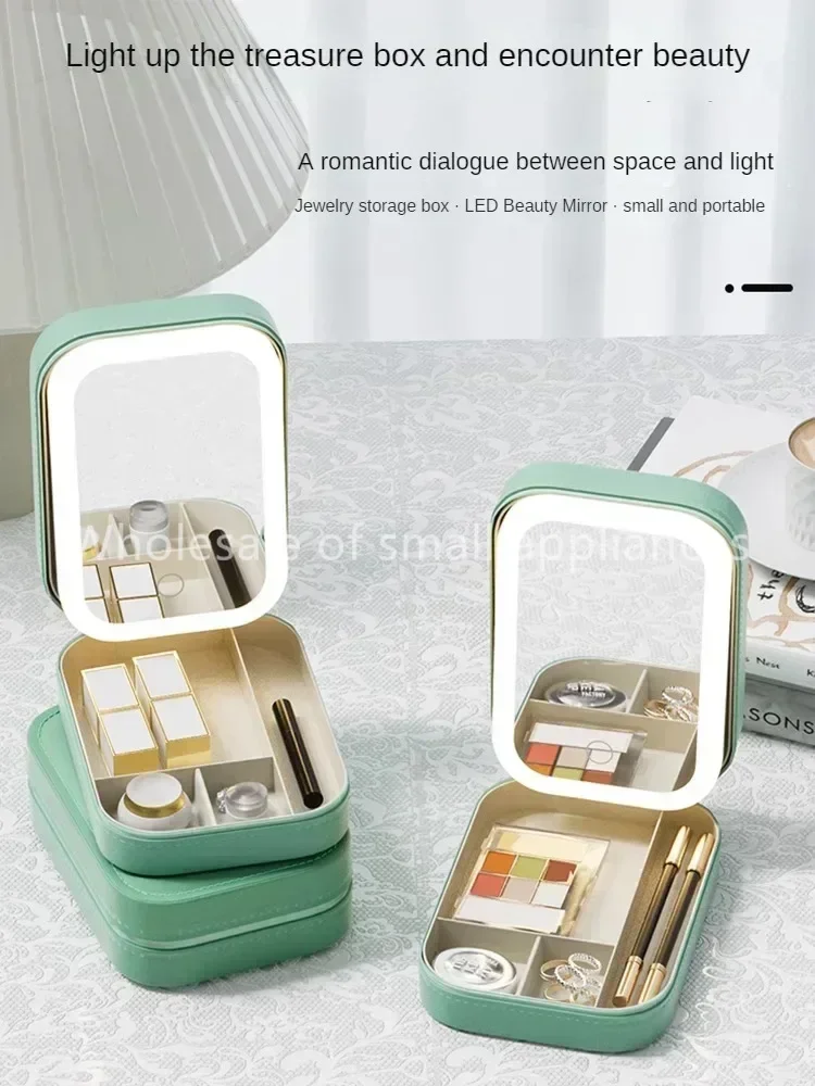 Mirror portable led cosmetic mirror with lamp Office desktop ins wind online celebrity desktop with lamp folding smart.