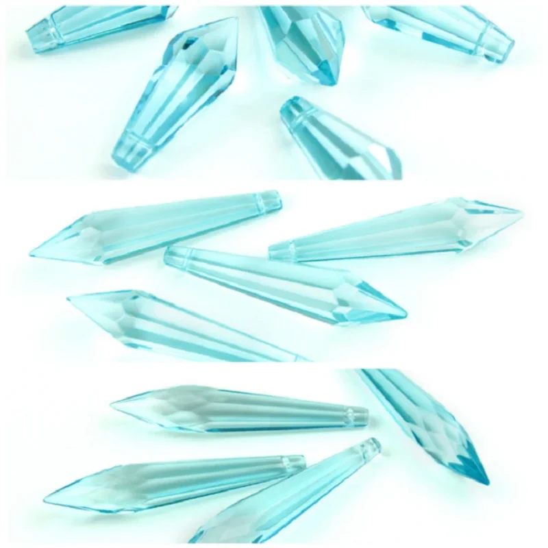 

38MM/63MM/76MM Lt.aquamarine K9 Crystal Chandelier Pendants Prisms Cut&Faceted Glass U-Icicle Drops For Cake Topper Decoration