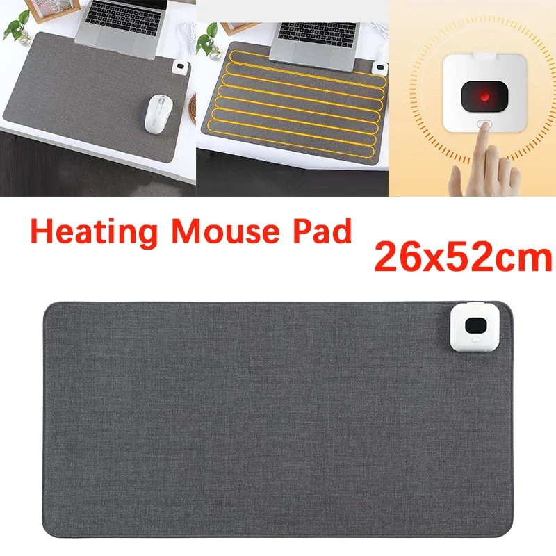 26x52cm Electric Heat Mouse Pad Table Mat Temperature Display Heating Mous Pads Keep Warm Hand for Office Computer Desk Keyboard