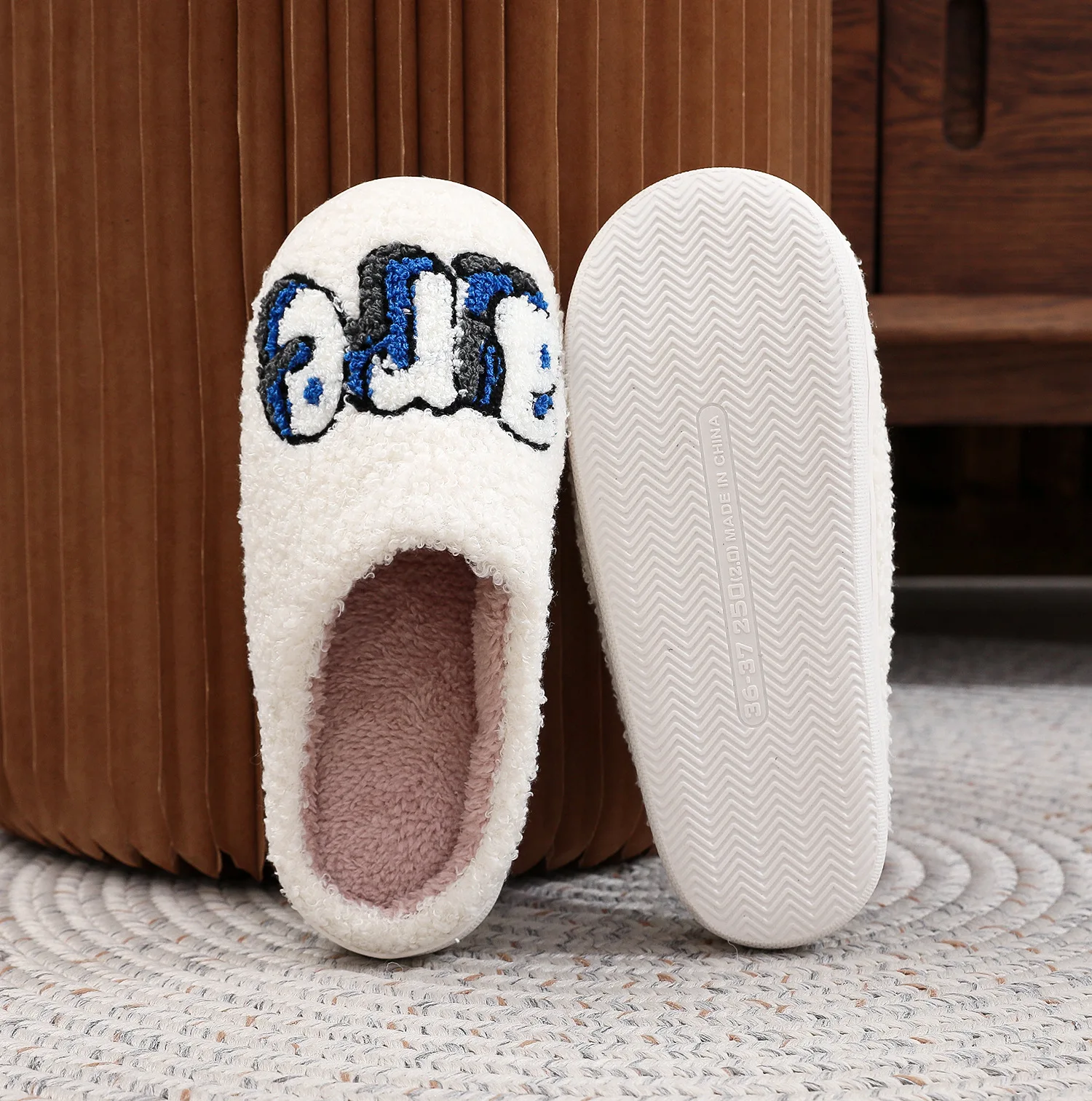 Women Men Winter Cotton Slippers Thickened Embroidery Letter We Are Home Flat Indoor Slipper Non-slip Shoes Couple Gift