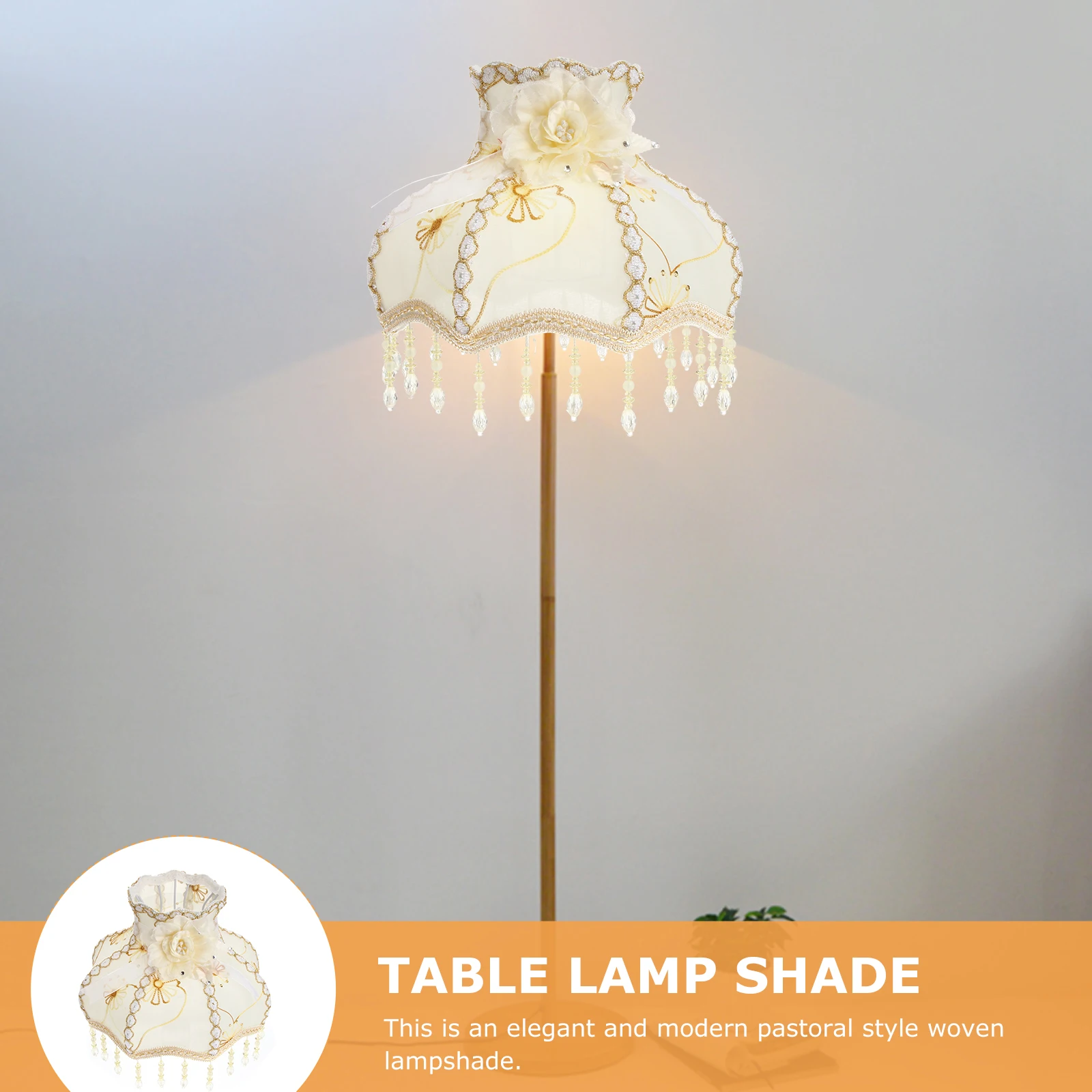 

Retro Lampshade Victorian European Lace Style Decorative Floor Lamp Cover E27 Base Yellow Lighting Accessories Bedroom Living