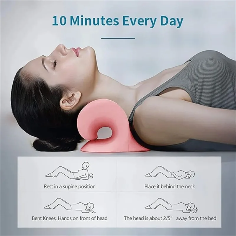 Cervical Traction C-Shape Pillow Neck Shoulder Pain Relief Device TMJ Relief Cervical Spine Correction Chiropractic Relax Pillow