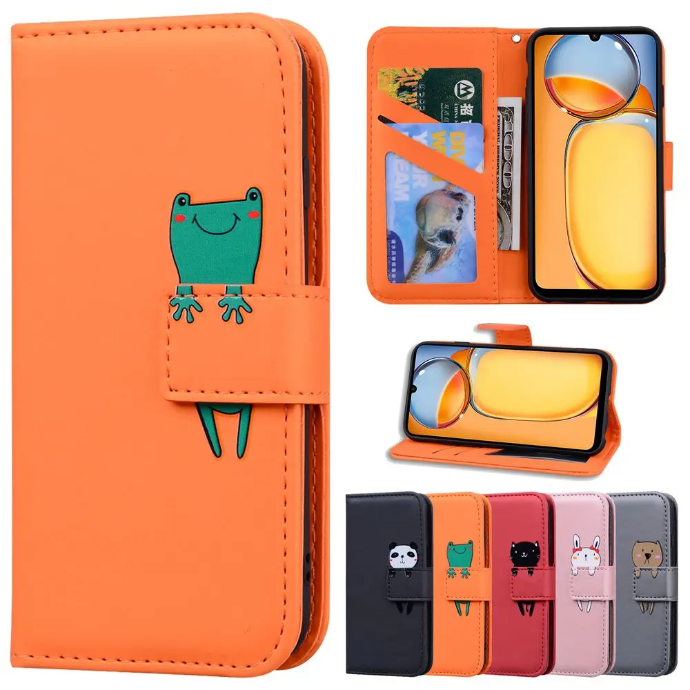 Case for Funda Samsung Galaxy S24 S23 Ultra S22 S21 S20 FE 5G S10E S9 S8 Plus S7 Cute Phone Cases Leather Wallet Flip Back Cover