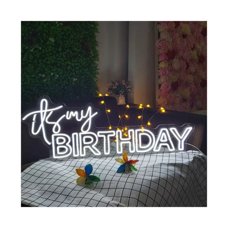 (Customized) winbo customized neon signs led neon light advertising use flex Happy Birthday Neon