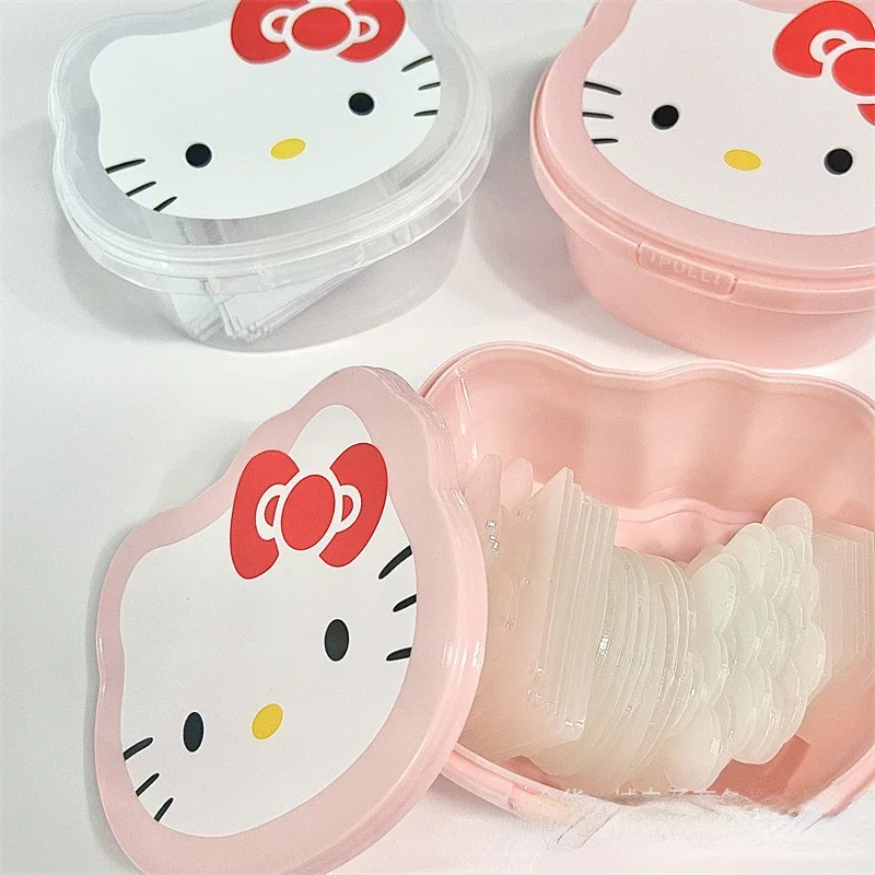 Sanrio Cute HelloKittys Storage Box Girls Rubber Band Cotton fioc cancelleria Daily Desktop Storage Boxs regali creativi per studenti