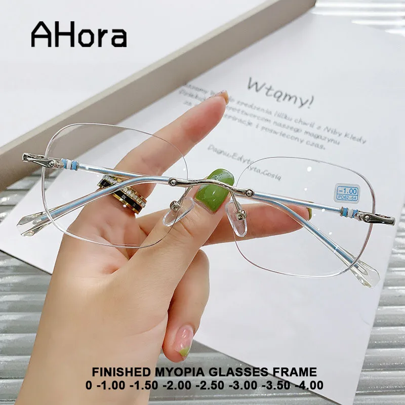 

Ahora Simple Rimless Finished Optical Eye Glasses Frame Men Women Vintage Spectacles Frames 0 -1.0 -1.5 -2.0 -2.5 -3.0 -3.5 -4.0