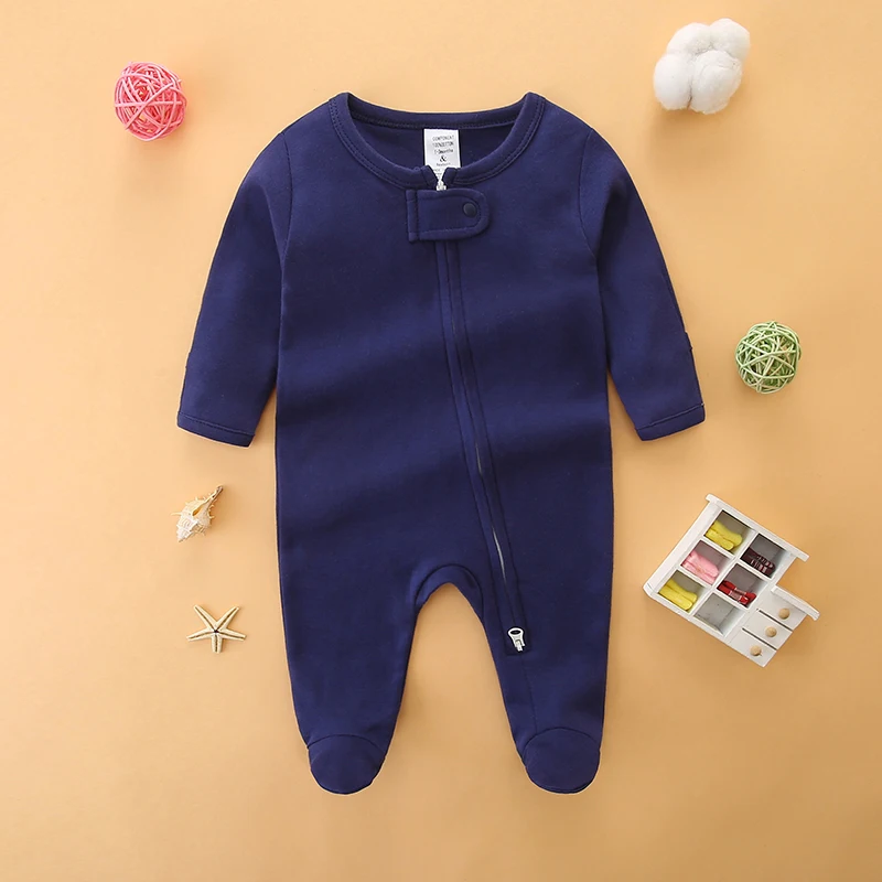 Baby Jumpsuit Autum Long-Sleeved Newborn Baby Clothes Zipper Type Male and Female Baby Crawling Clothes Infant and Toddler Hand Clothes