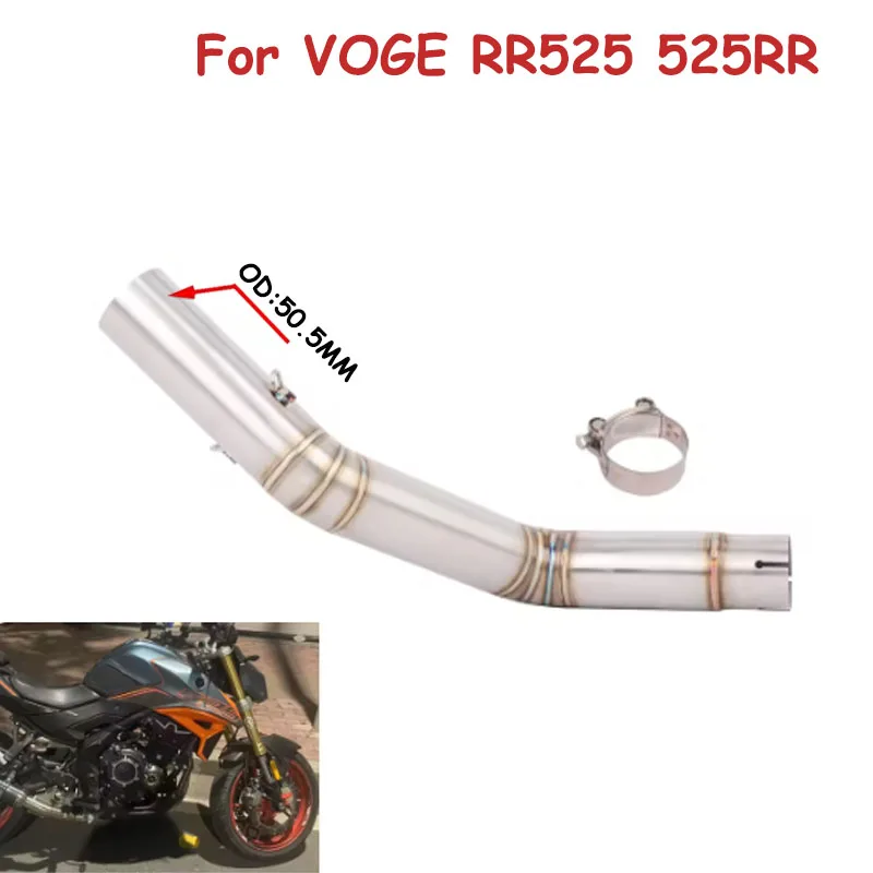 

Motorcycle Escape Exhaust Middle Pipe Modified Muffler Slip on For VOGE RR525 525RR Middle Link Pipe 51mm Stainless