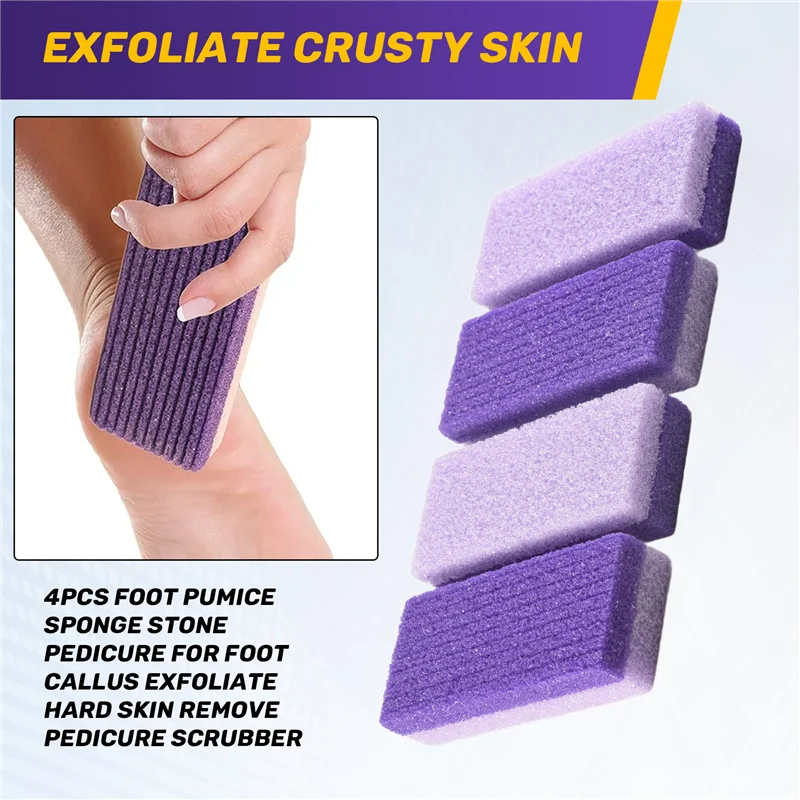 A52Q-4 Stuks Voet Puimsteen Spons Steen Pedicure Voor Voet Eelt Exfoliëren Harde Huid Verwijderen Pedicure Scrubber