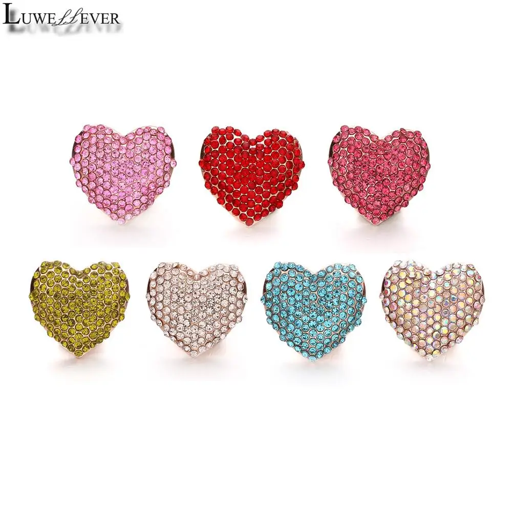 

Component w506 Heart Rhinestones 18mm Metal Snap Button For Bracelet Necklace Interchangeable Jewelry Accessorie Findings