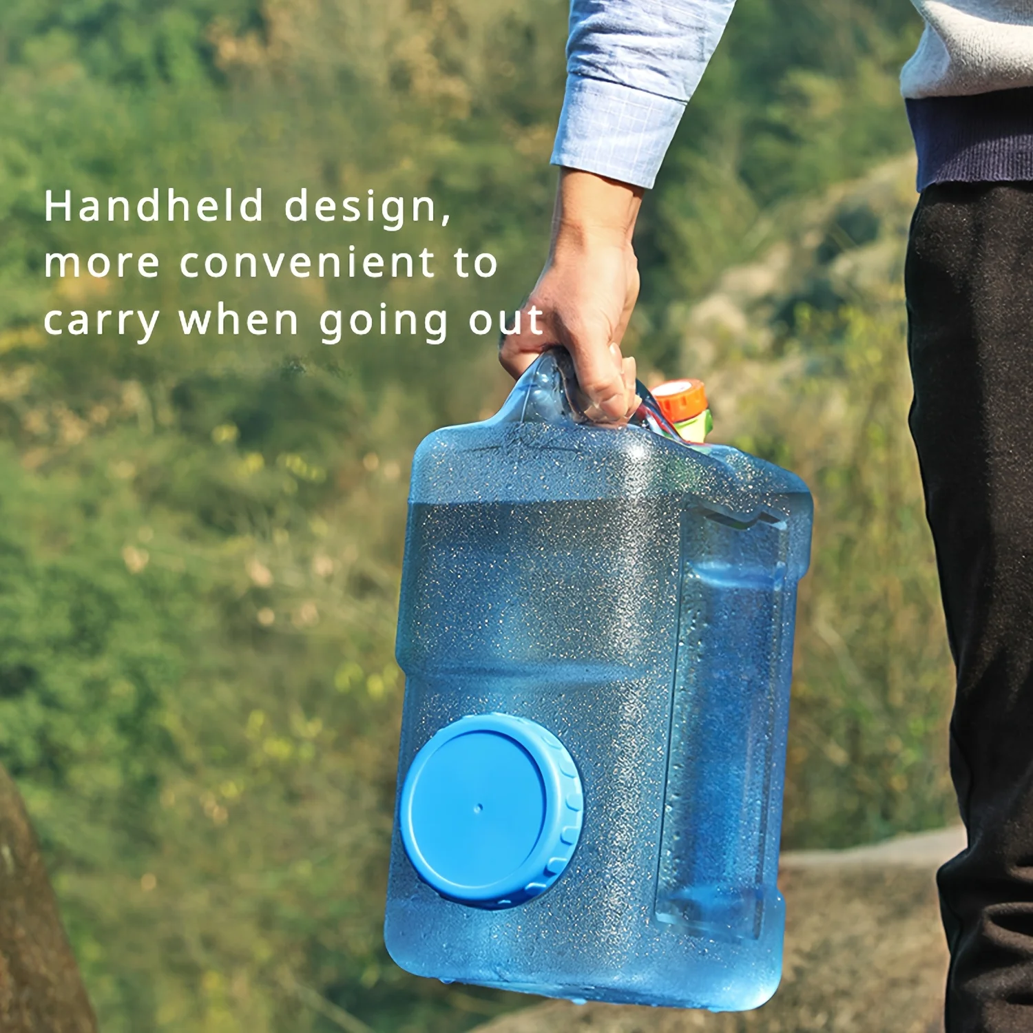 12L Portable PC Water Tank With Faucet, Lightweight Outdoor Storage Bucket, 3 Camping Drinking Container For Travel, 1pc, Blue