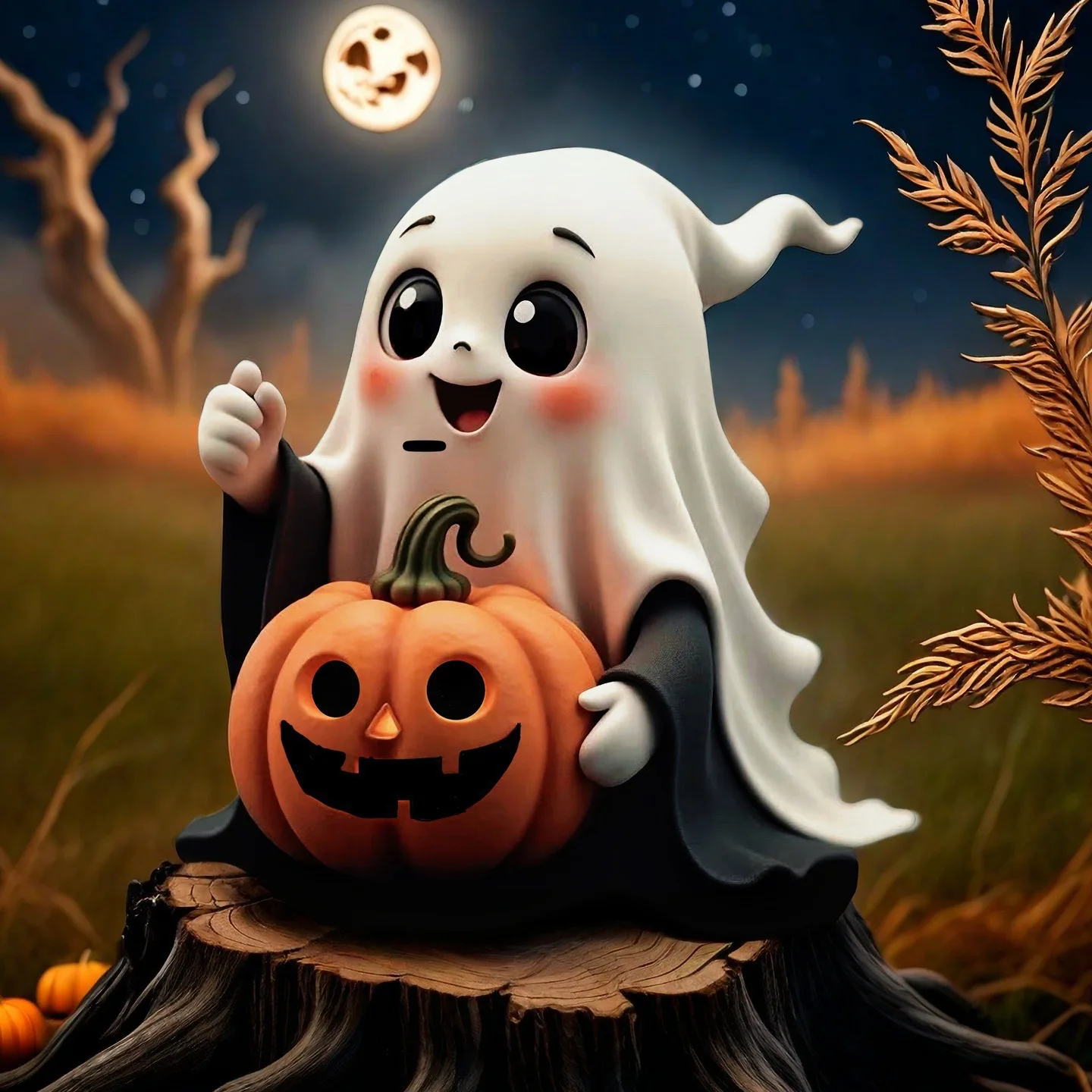 Halloween verwirrt und niedlich Geister Kürbis Garten Home Party Harz Skulptur Ornament
