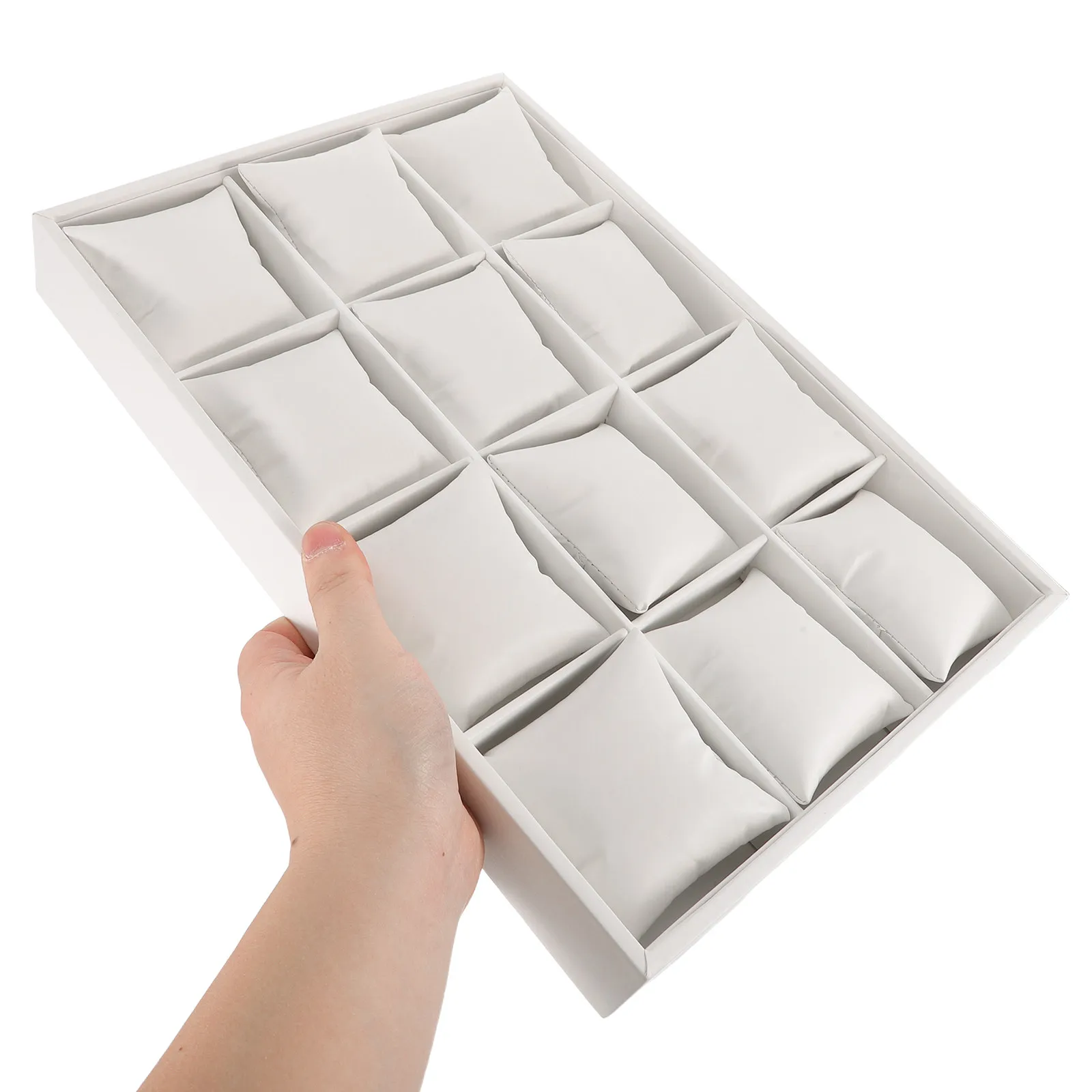 

12 Slot White Jewelry Organizer Tray Elegant Storage for Necklaces Bracelets Bangles Display Stand Holder Travel Jewelry Trays
