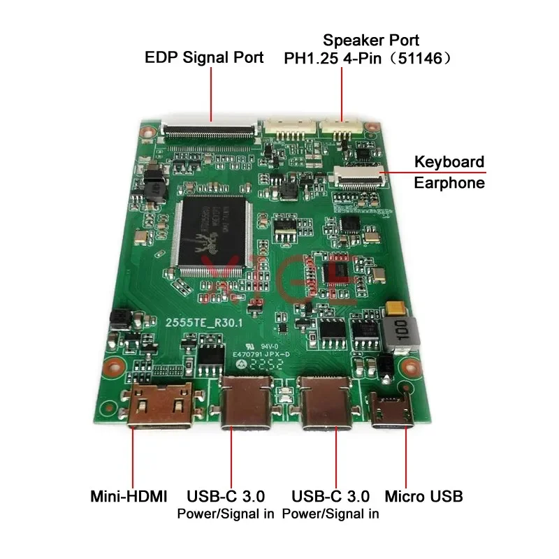 Controller Board Fit LM133LF1L01 LM133LF4L01 LM133LF5L01 M133NWF4 G133HAN02 30Pin EDP 1920x1080 USB-C 3,0 Mini-HDMI Monitor Kit