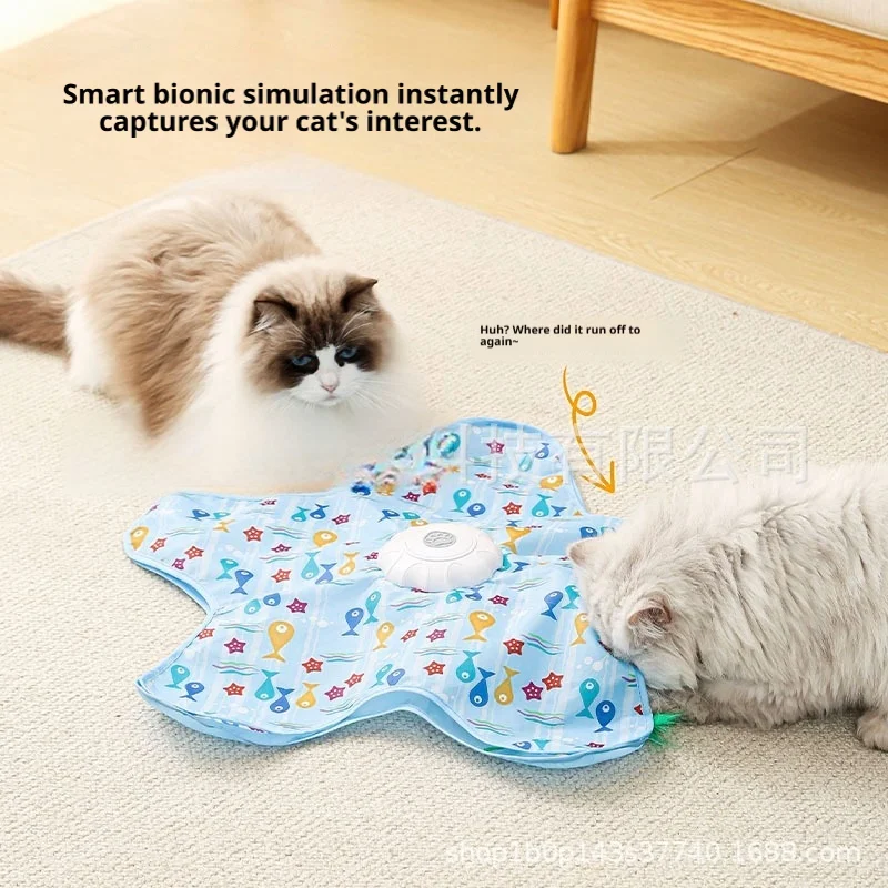 Interactive Cat Hide-and-Seek Toy, Automatic Moving Feather Cat Toy for Indoor Cats