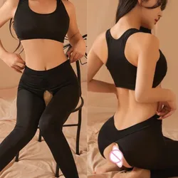 Erotic lingerie Open range yoga pants flirting sportswear sexy tights set Woman sexy clothing Sexy panties sexy women's outfit