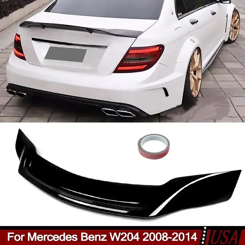 Duckbill RT Style Trunk Spoiler Lip Gloss Black For 2008-2014 Mercedes Benz W204