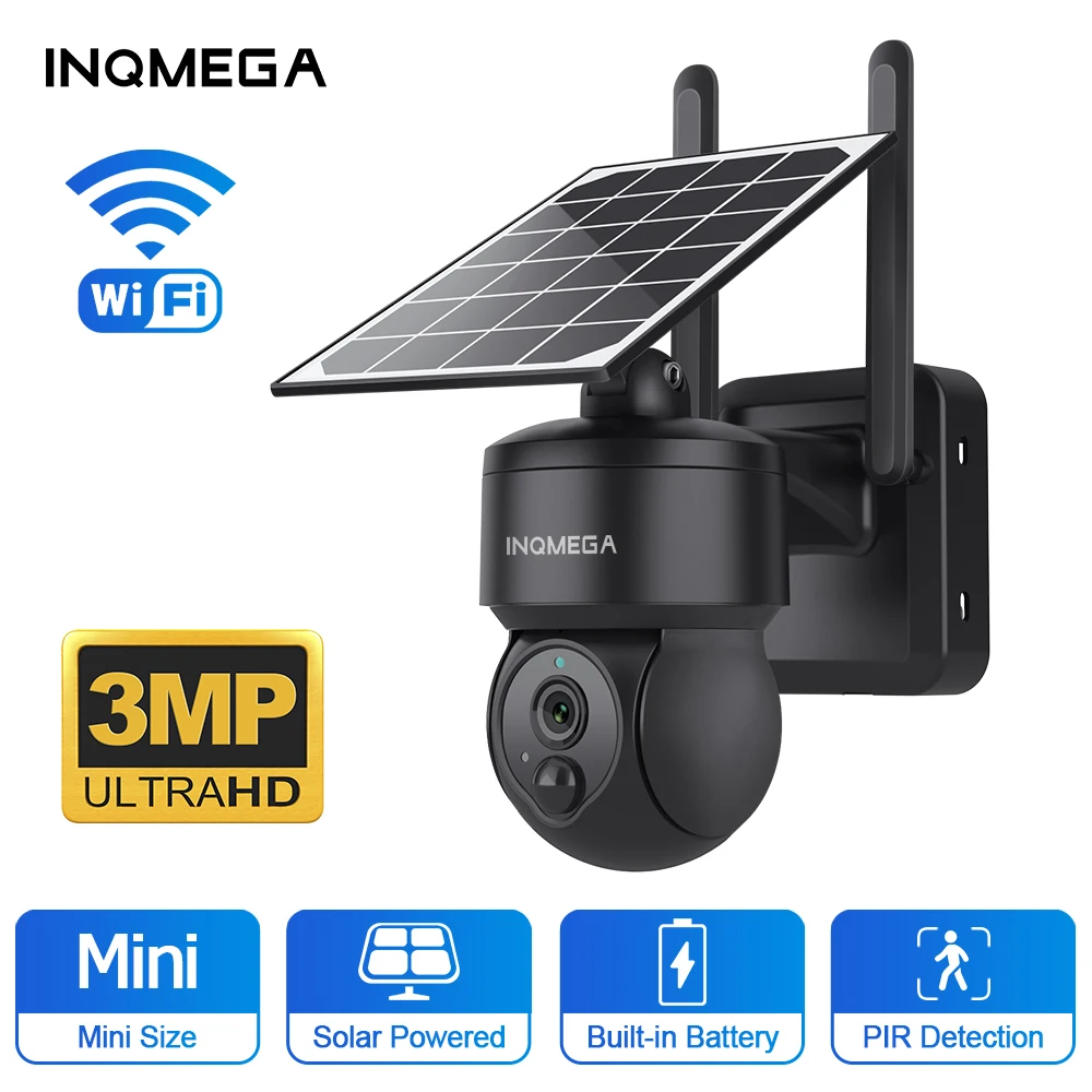 

INQMEGA 3mp HD Outdoor WIFI 4G camera Mini Solar Battery PTZ Camera 7500mAh IP66 Wireless 2 Way Talk Detect Surveillance Camera