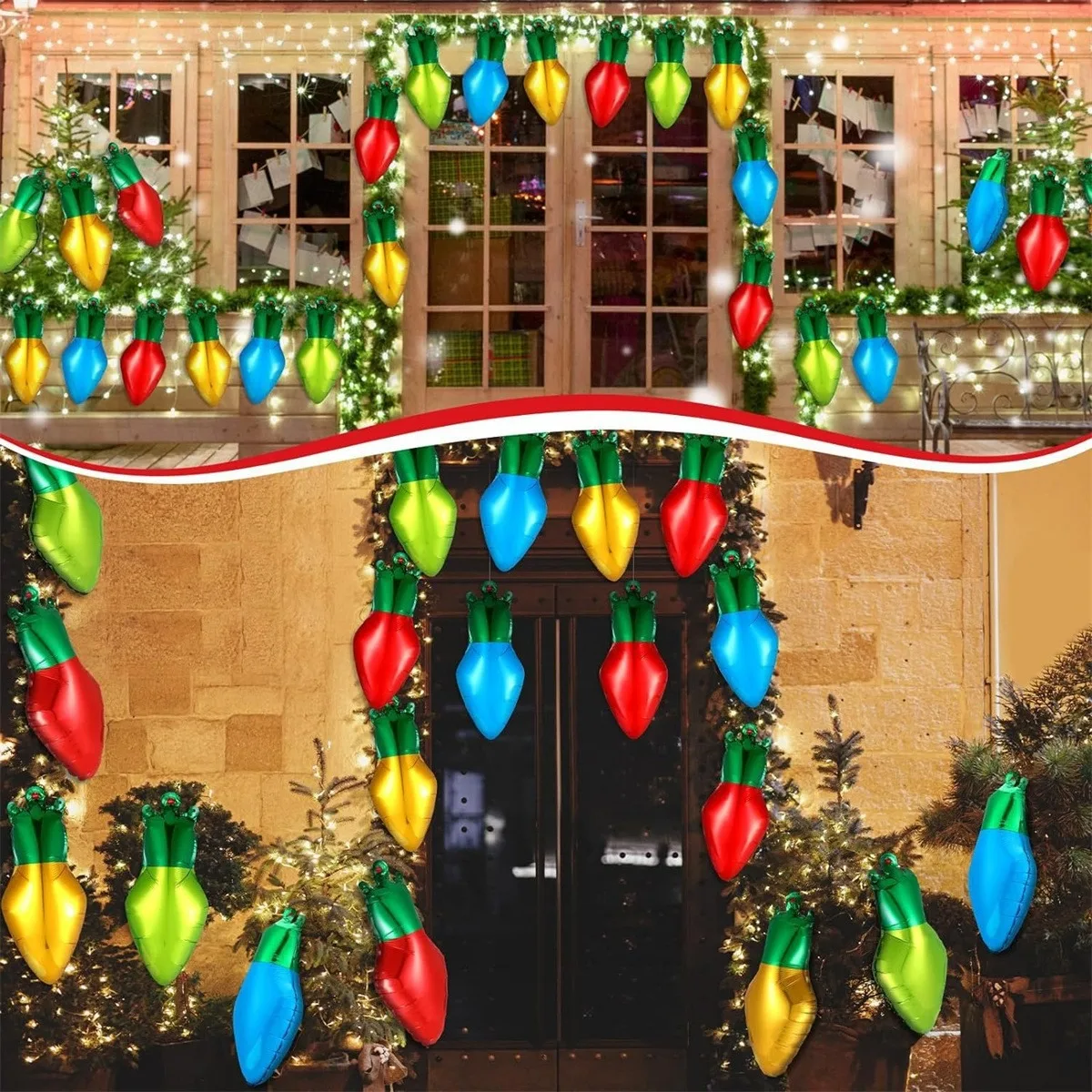 50cm Christmas Themed Colored Light Bulb Aluminum Film Balloon Suitable For Decorating Christmas Party Venues