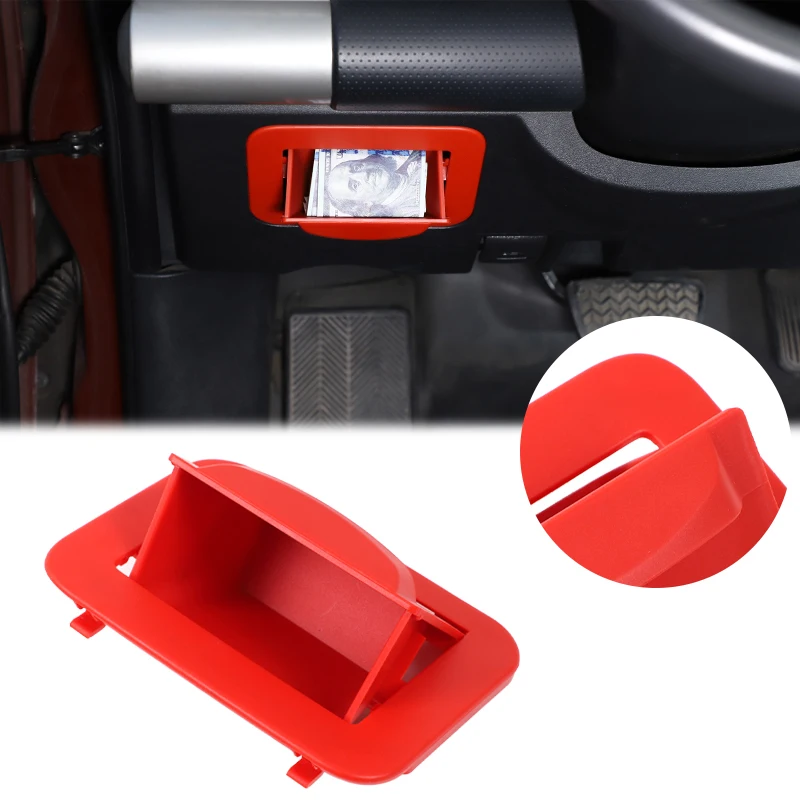 

For Toyota FJ Cruiser 2007-2021 ABS red car driver's seat fuse coin storage box car interior modification accessories
