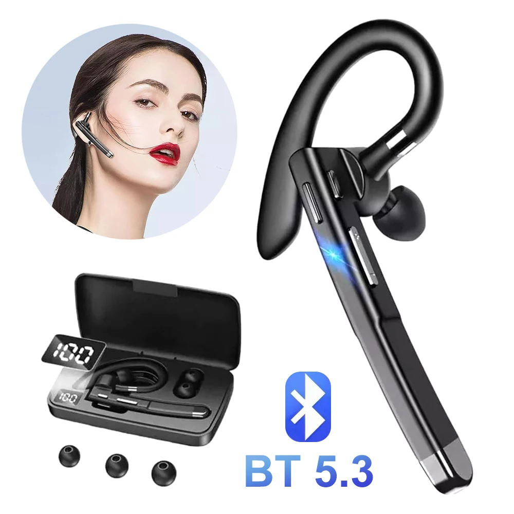 Los más nuevos auriculares inalámbricos de negocios Bluetooth v5.3 auriculares manos libres llamada micrófono cancelación de ruido auriculares para conducir