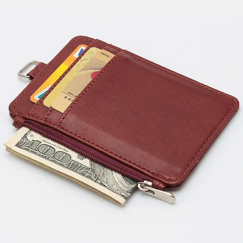 PU Leather Multi-card Slots, funcionários, funcionário de escritório, titular do cartão de estudante, Badge Access Control, Business Lanyard, Zipper Work Permit