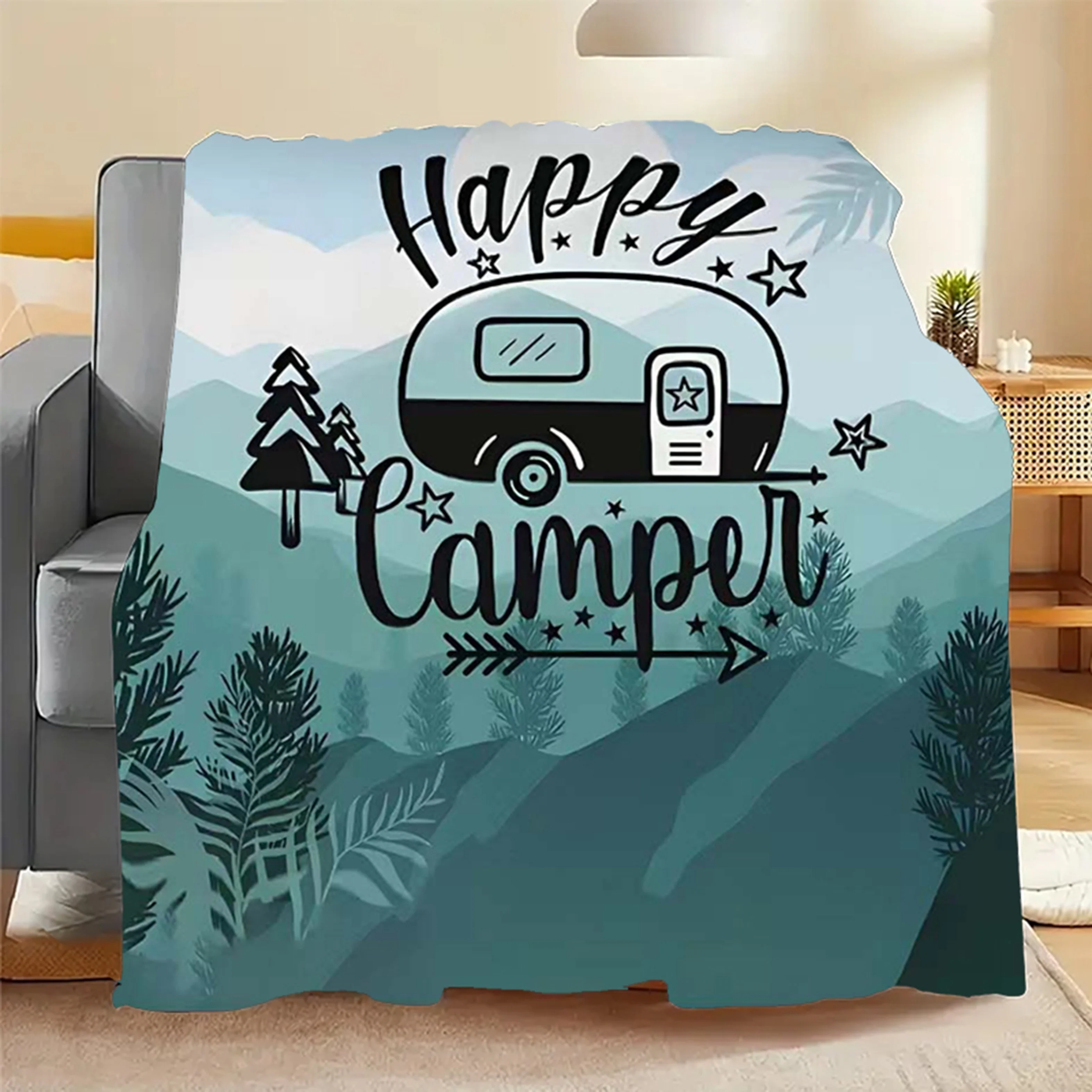

[Soft And Warm] Happy Camping Blanket | 1pc | Soft And Warm | Multifunctional | Outdoor Camping Travel | Four Seasons