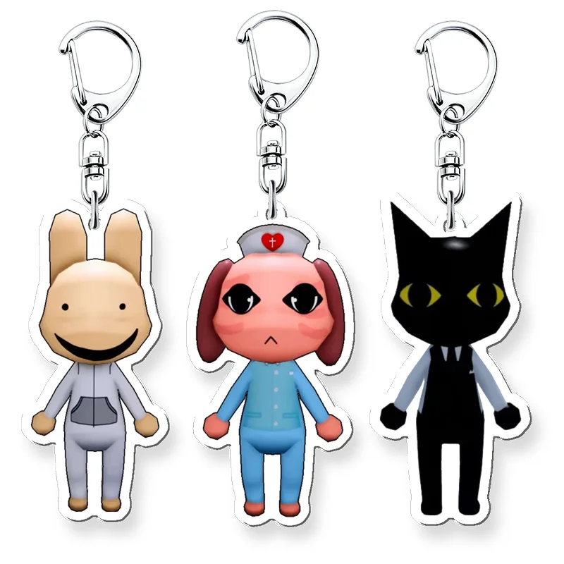 Tierklinik-Horror-Spiel Acryl-Schlüsselanhänger: Anomalien-Katze, Hund, Hase – Charm-Schlüsselanhänger für Accessoires, Taschenanhänger, Geschenk
