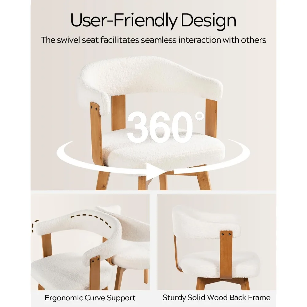 طقم كراسي طعام منجدة حديثة لمنتصف القرن مكون من قطعتين بأذرع وأرجل خشبية، مثالية للمطبخ ومنطقة الطعام