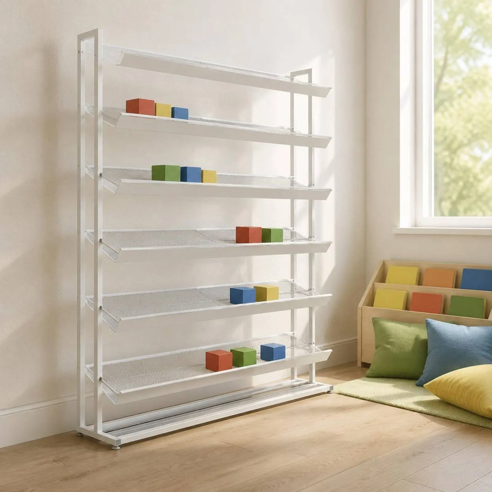 Bead Storage Rack Space Saving Grid Display Stand Toy Sorting Shelf Rust Resistant Craft Organizer Shelf Heavy Duty for Playroom view 4