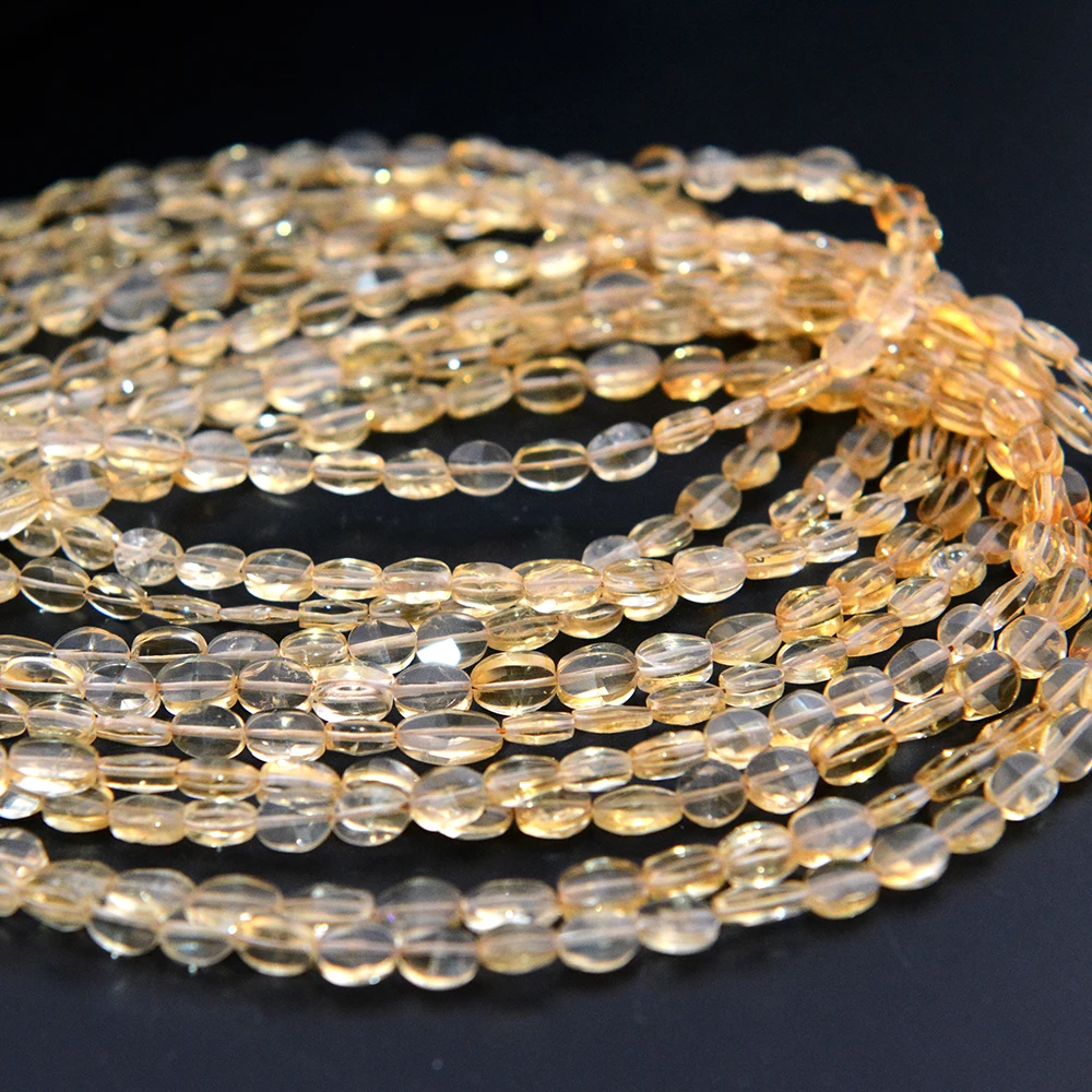 Natural A+++ Citrine Irregular Facted Oval Beads 4x5mm-5x6mm，Gradient Color，Strand Length 39cm,DIY Bracelet/Necklace