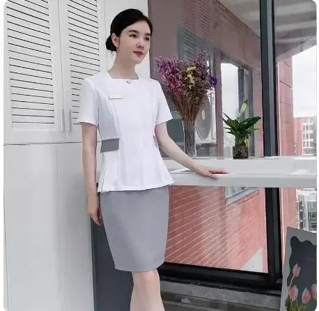 Costume professionnel de haute qualité pour femme, salopette de travail pour réception d'hôtel, esthéticienne, Salon de beauté, uniforme de SPA, printemps/été