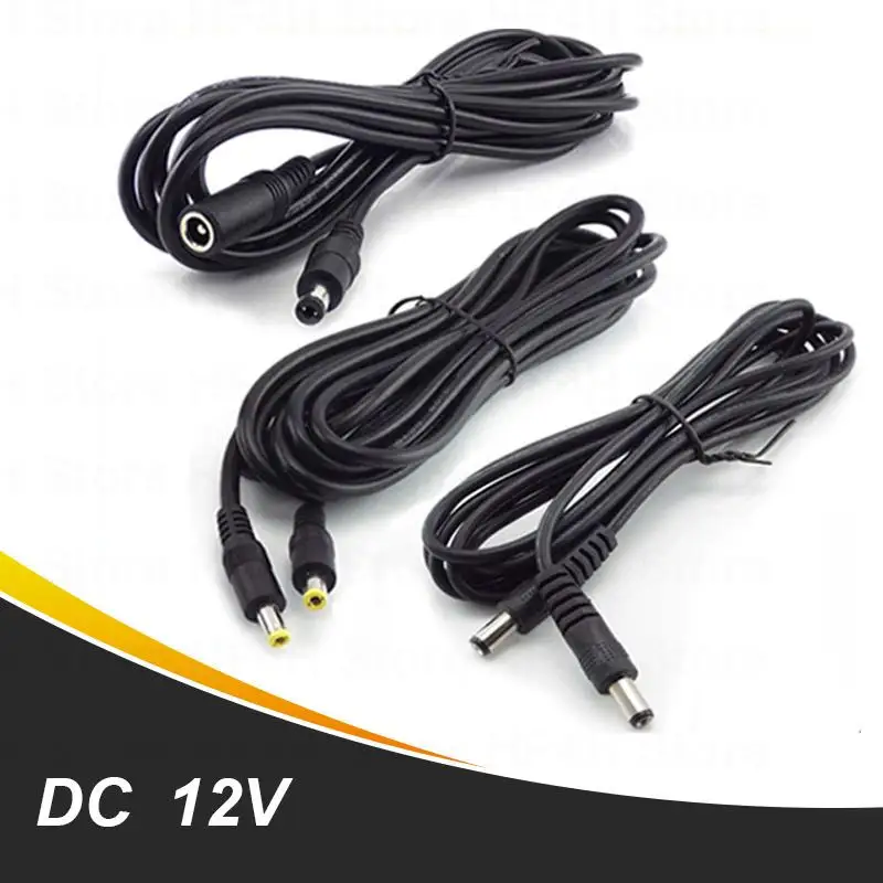 12V DC Power Extension Cable 5.5x2.1 Plug Female to Male 5.5x2.5 Male to Male Adapter Cord For CCTV Camera Strip Light R23