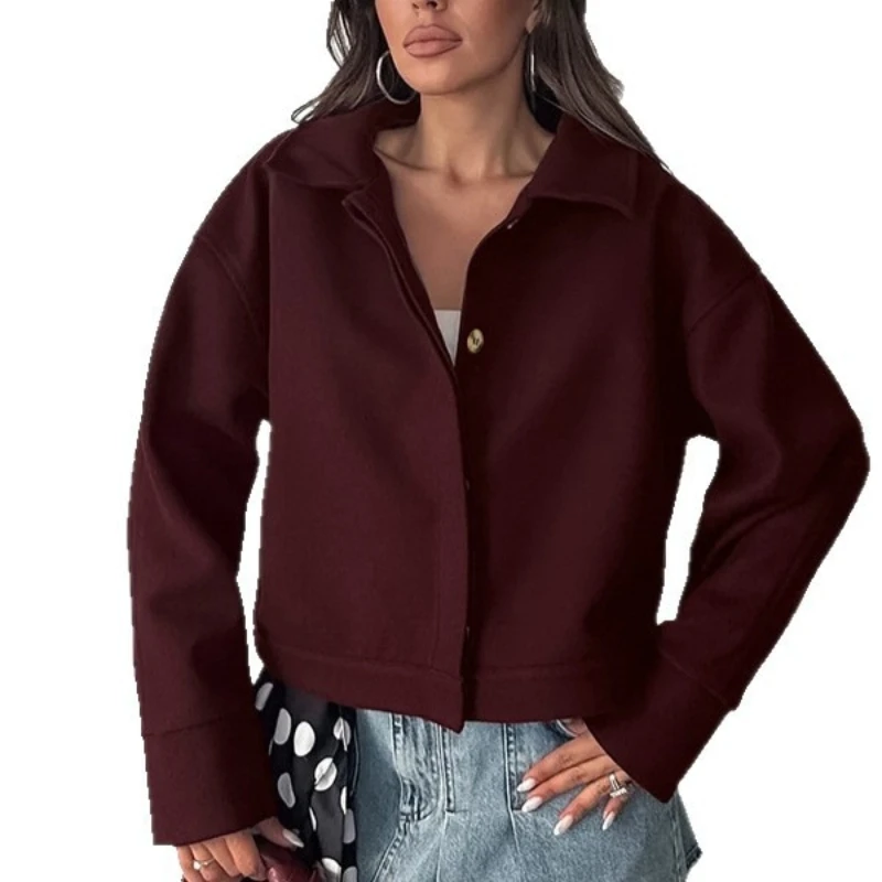 2026 ربيع جديد نمط الغلاف الجوي ومزاجه بسيط ركاب طوق سستة معطف قصير الصوف #5