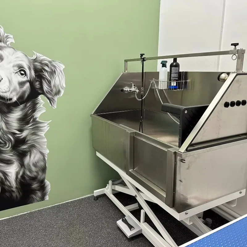 2026 2025 Bestseller Stainless Steel Electric Lifting Pet Bathtub 40 Inch Multifunction Dog Grooming Tub For Professional Pet Ba