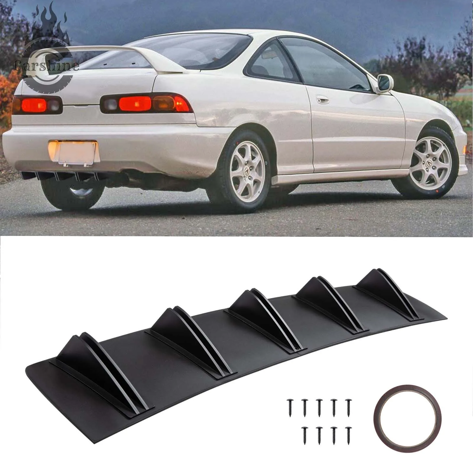 

For Acura Integra 1997 Black Rear Bumper Spoiler Diffuser Lip Shark Fin Splitter